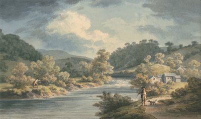 A Fisherman in the Vale of Myfod, Site of the Palace of the Princess of Powis by John Warwick Smith